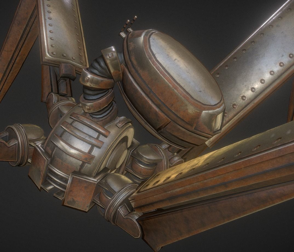 Gun Bot Rusty Version Low-poly 3D model