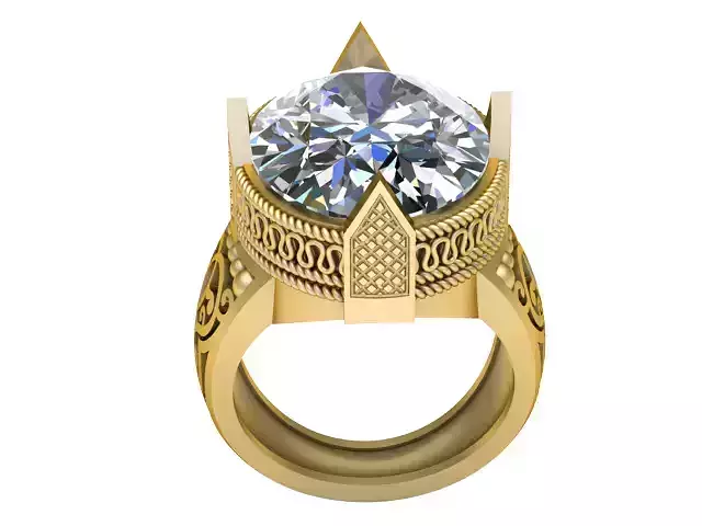 Regal Crown Fortress Ring 3D Printable Jewelry Model