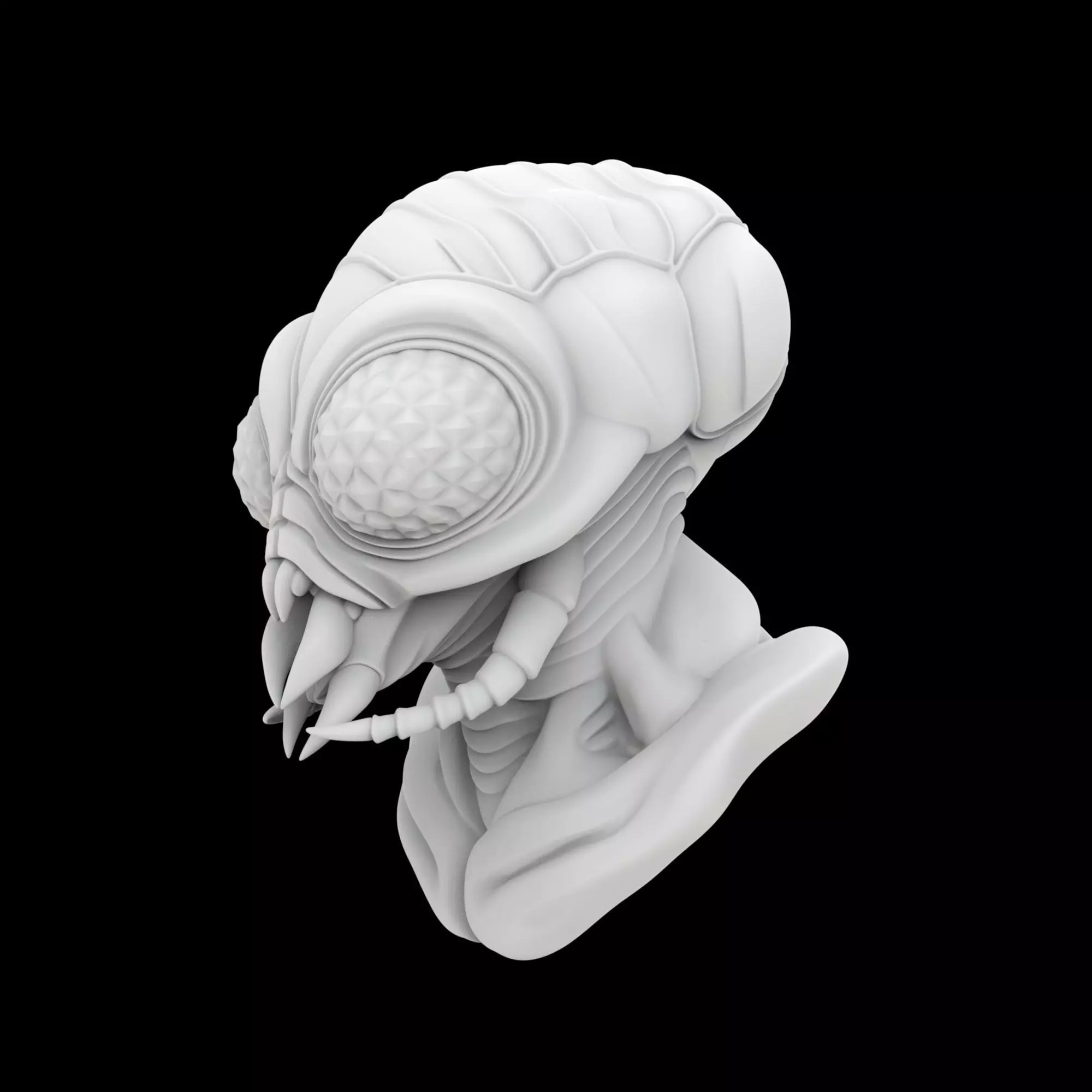 Insectoid Alien Bust 3D Print Model 3D print model_1