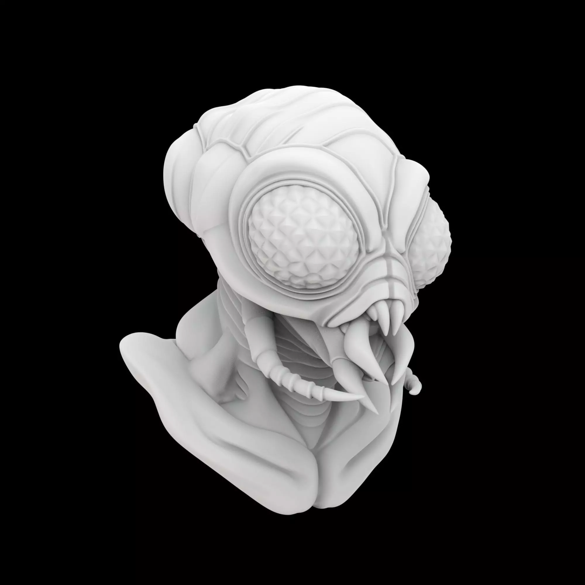 Insectoid Alien Bust 3D Print Model 3D print model_0