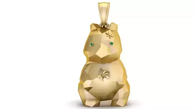 Golden Geometric Squirrel Pendant  3D Printable Model