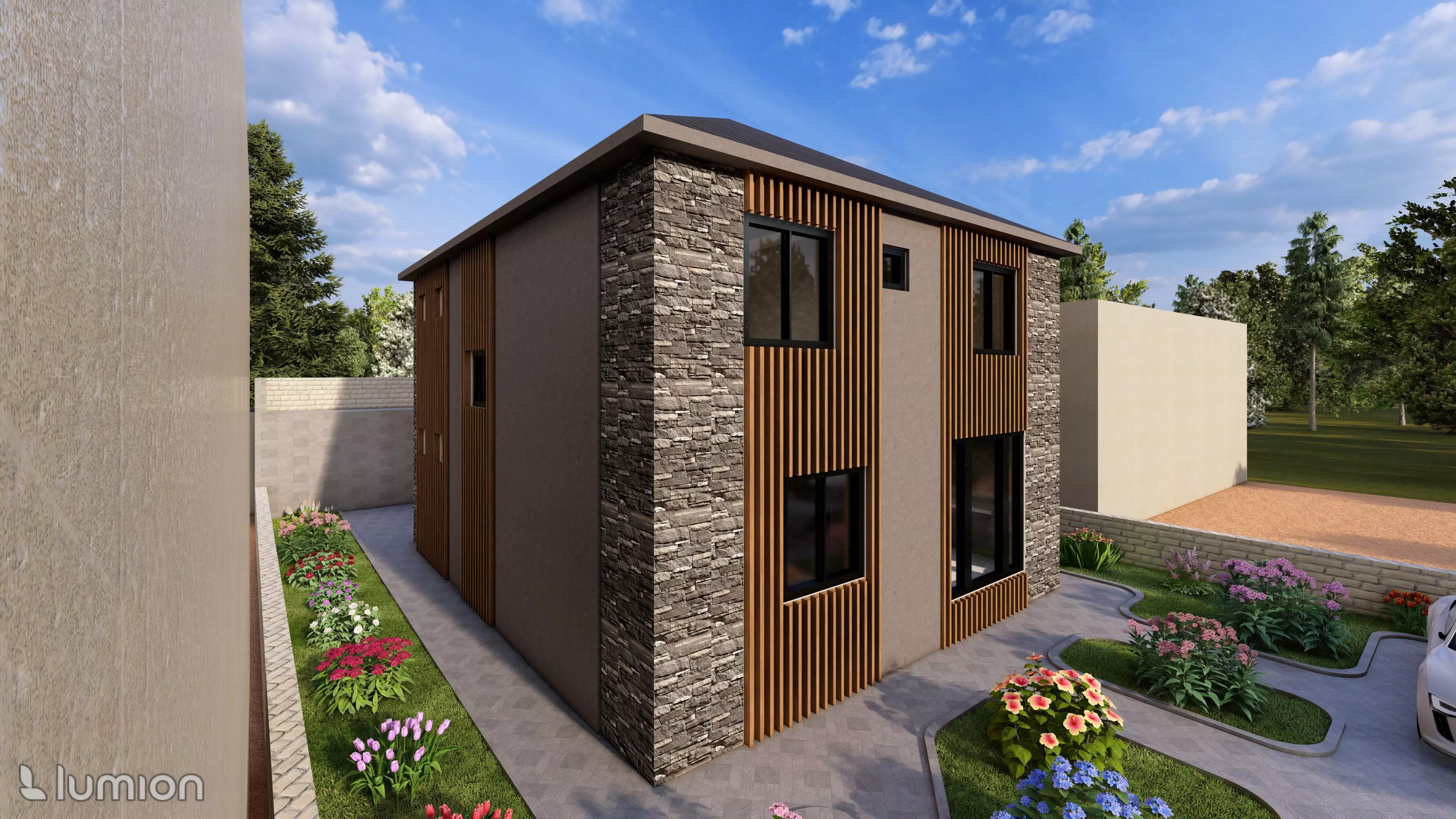 Modern Two-Story Villa with Interior 3D model_4