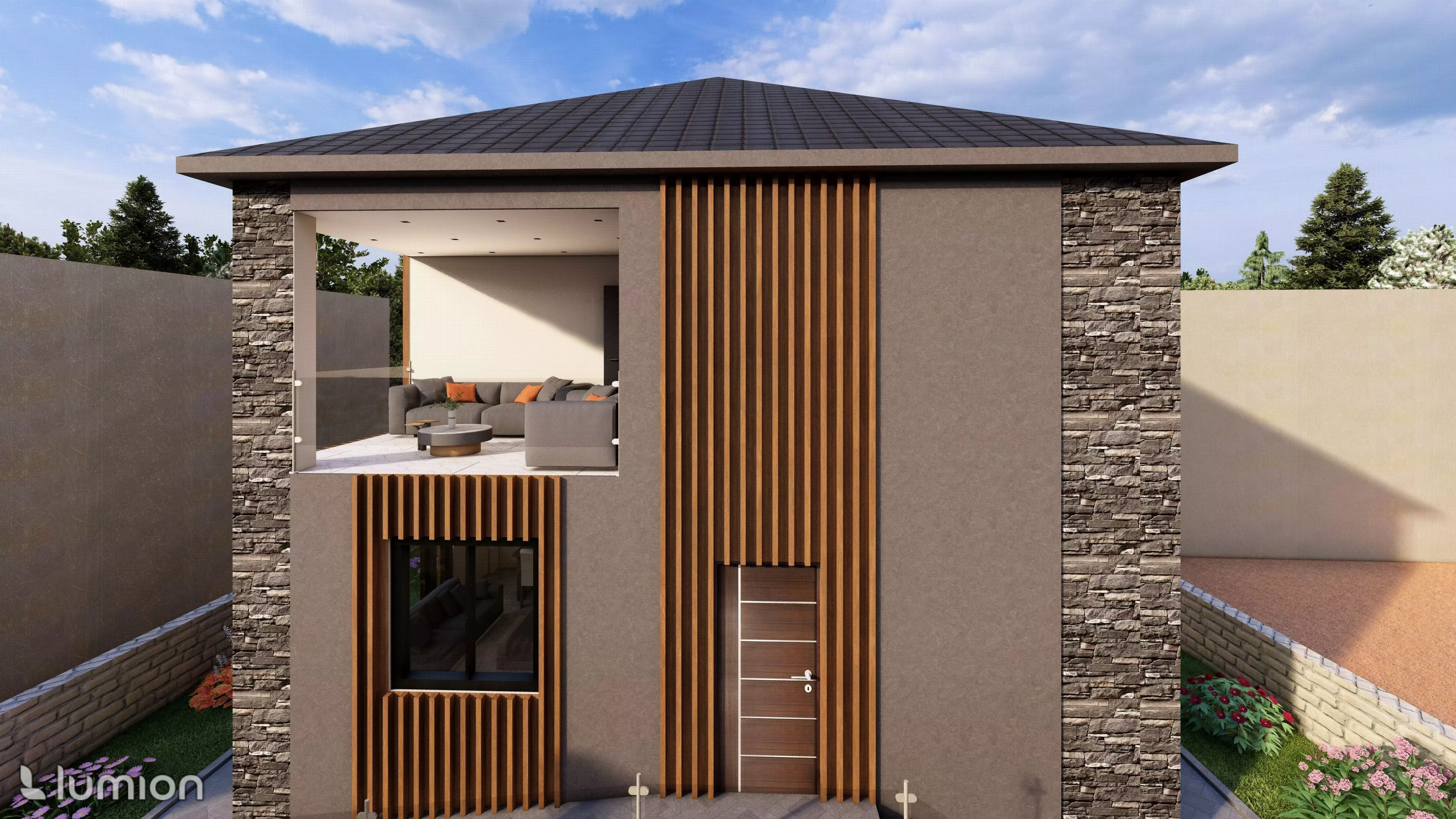 Modern Two-Story Villa with Interior 3D model_6