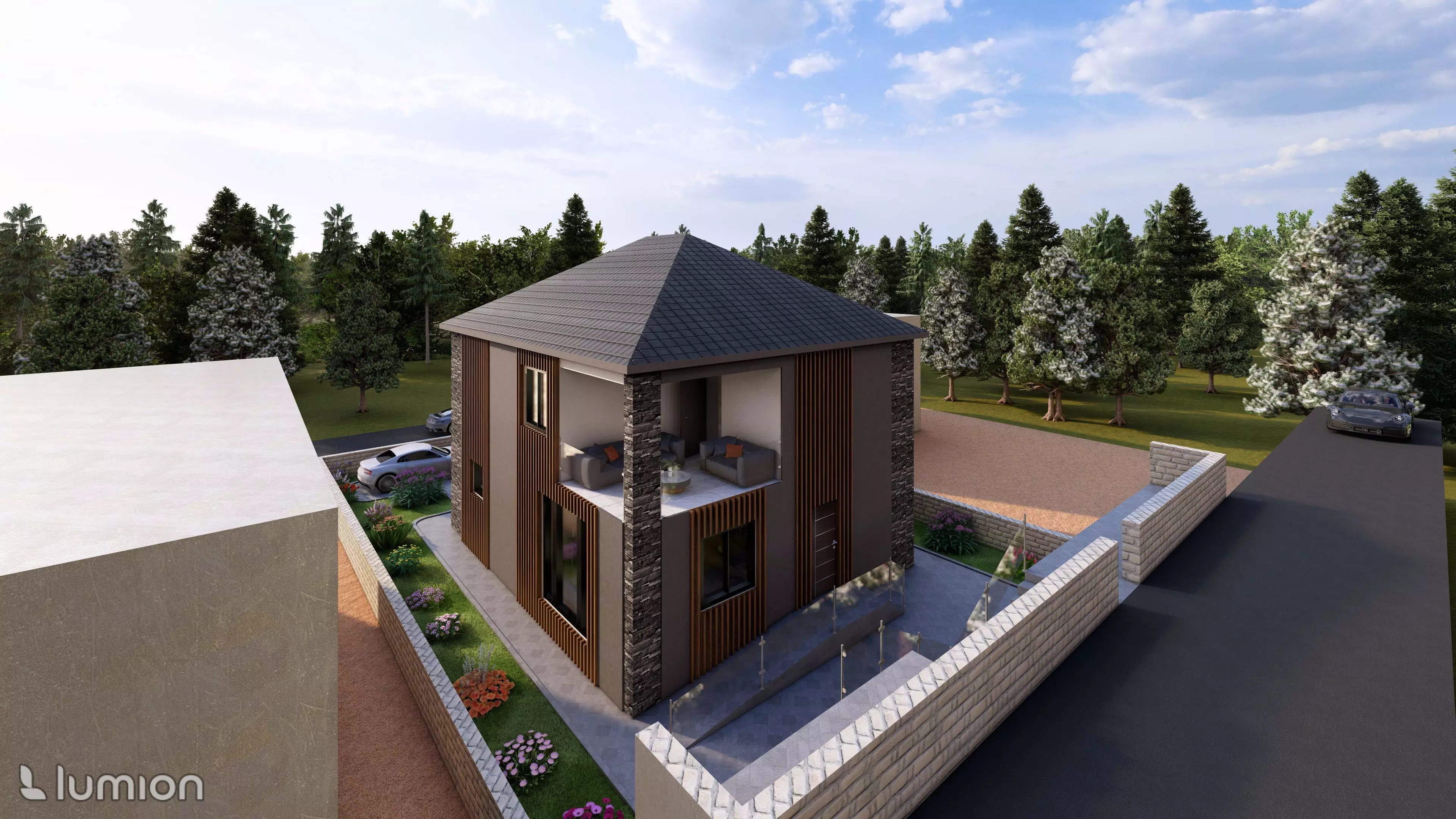 Modern Two-Story Villa with Interior 3D model_2