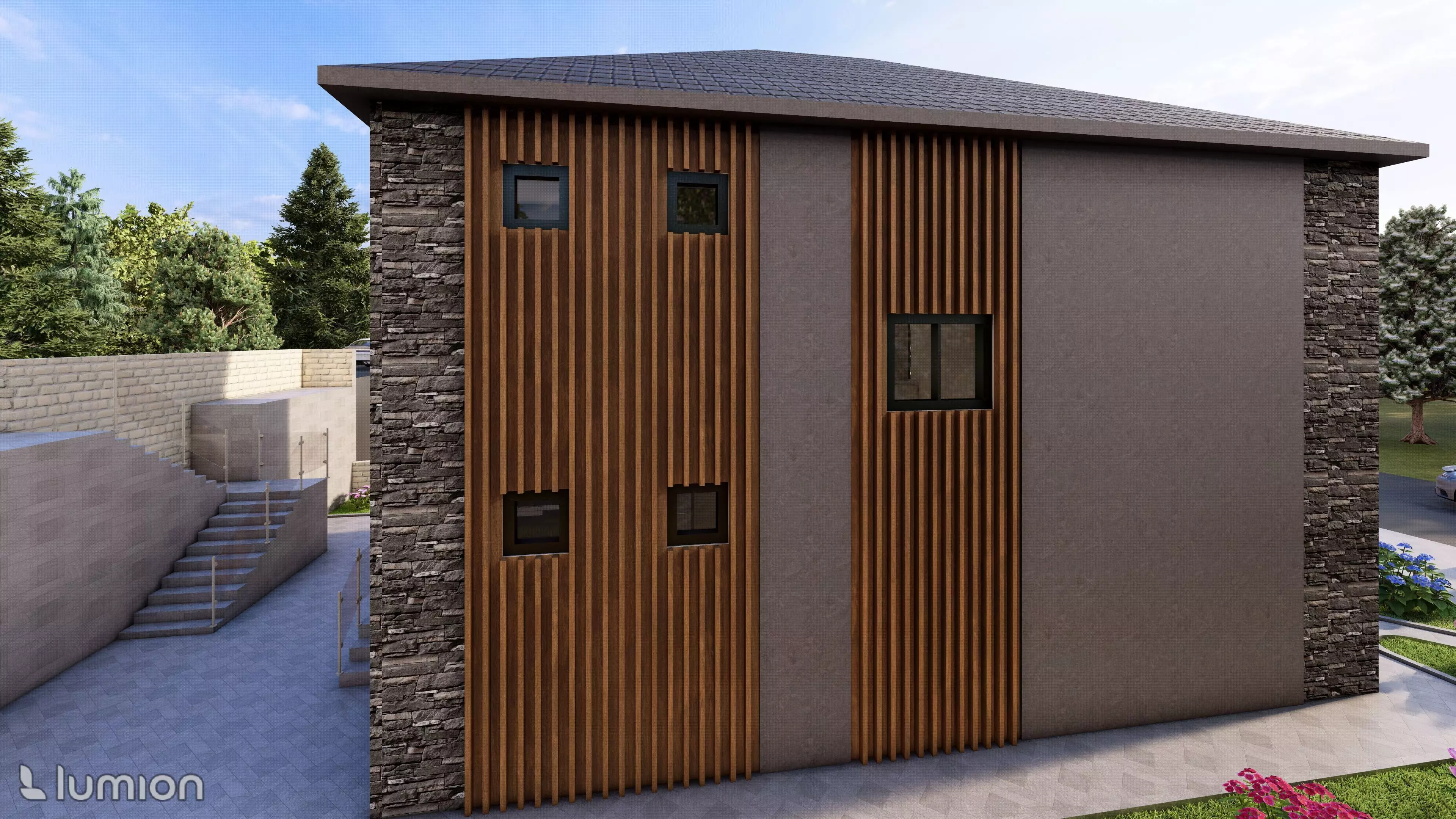 Modern Two-Story Villa with Interior 3D model_5