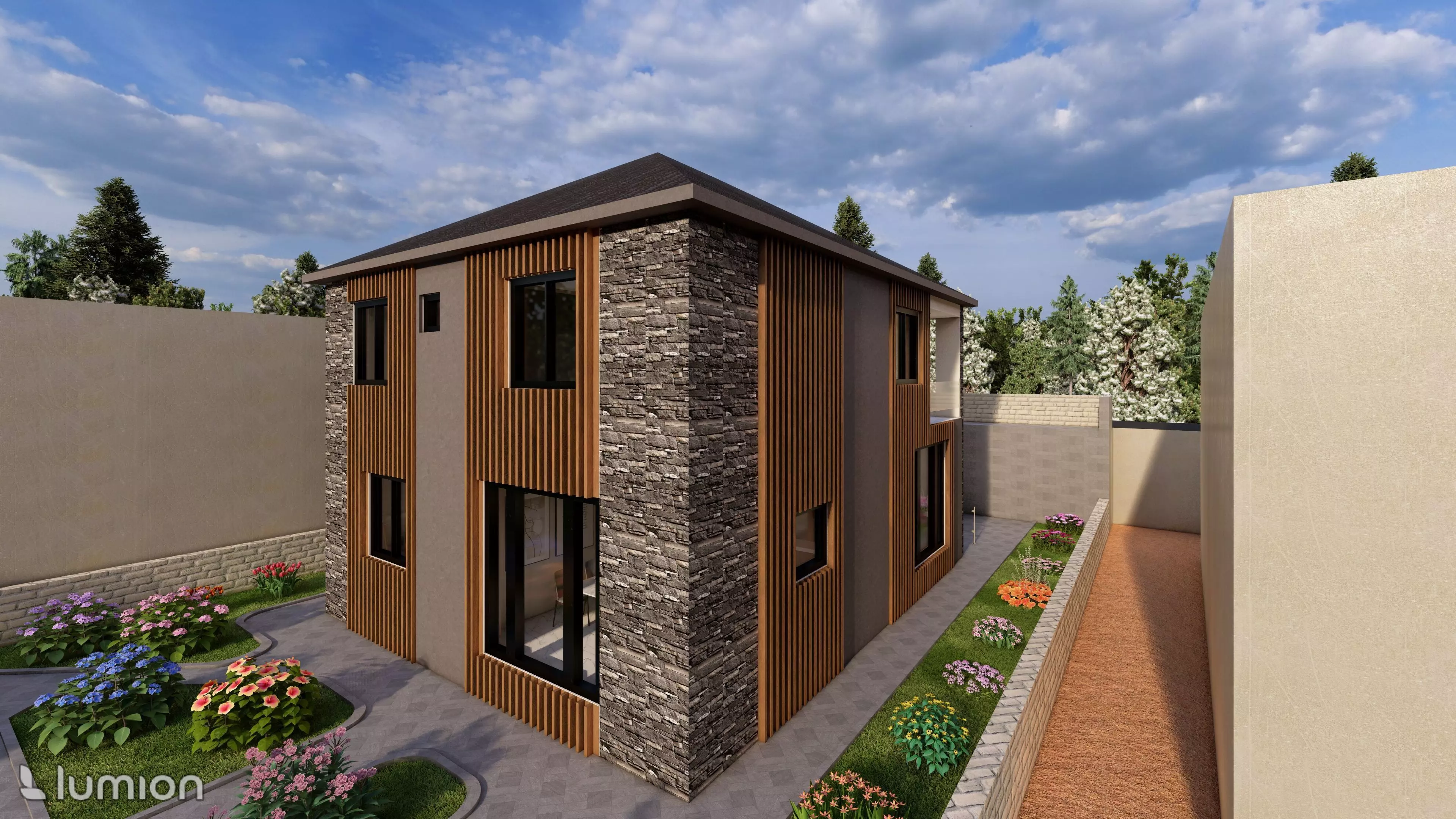 Modern Two-Story Villa with Interior 3D model_3