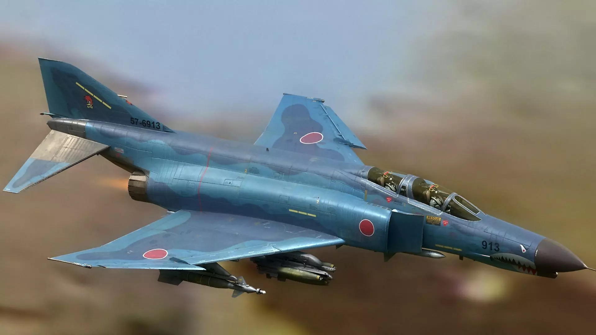 F4 Phantom 2 Kai - With Cockpit-Rigged-Changeable Decal Texts Low-poly 3D model