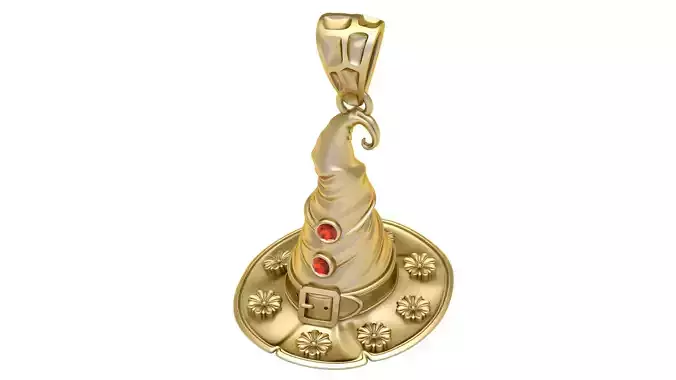Enchanted Witch Hat Pendant 3D Printable Jewelry Model