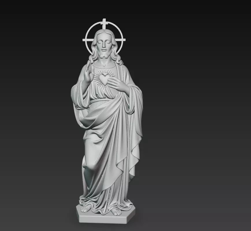 Standing Sacred Heart Jesus - Holy Blessing Statue 3D Model 3D print model_7