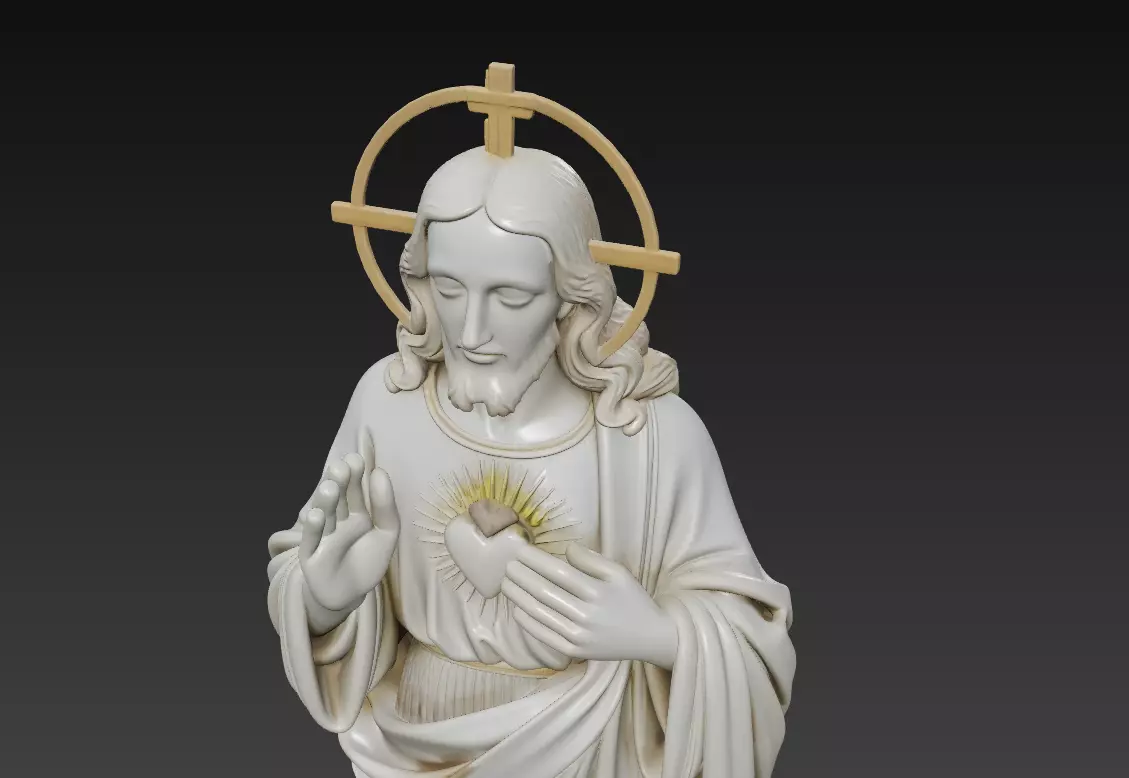Standing Sacred Heart Jesus - Holy Blessing Statue 3D Model 3D print model_4