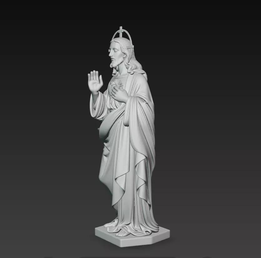 Standing Sacred Heart Jesus - Holy Blessing Statue 3D Model 3D print model_6