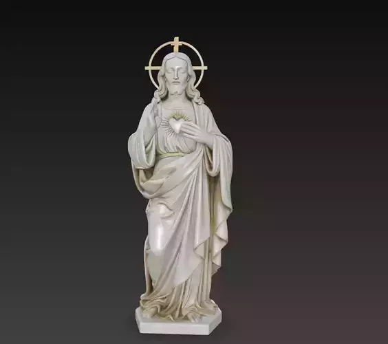 Standing Sacred Heart Jesus - Holy Blessing Statue 3D Model
