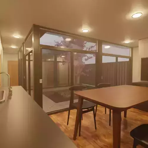 A House with a Courtyard That Reflects the Seasons