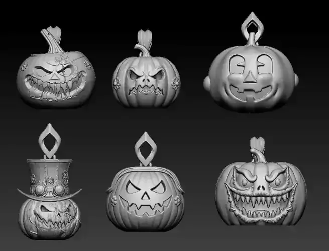 Pumpkin Horror Pendant Set Jewelry Collection 