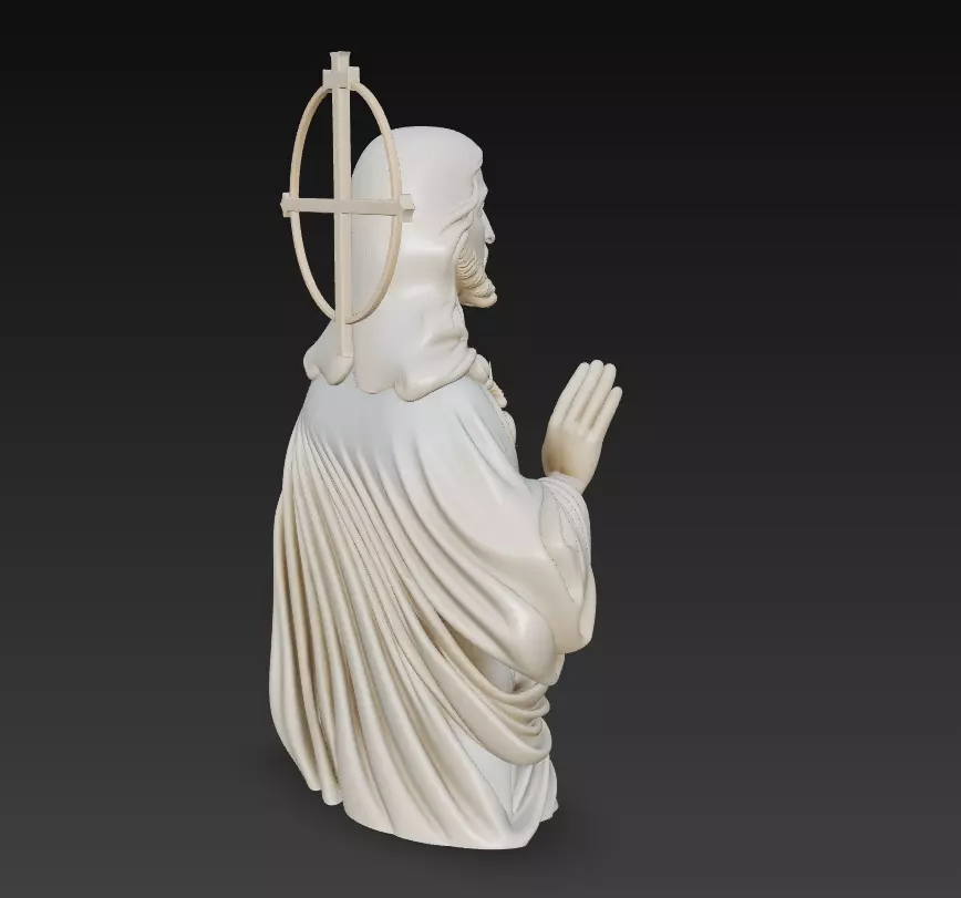 Sacred Heart Jesus - Holy Blessing Statue 3D Model 3D print model_4