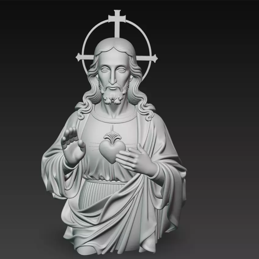 Sacred Heart Jesus - Holy Blessing Statue 3D Model 3D print model_7