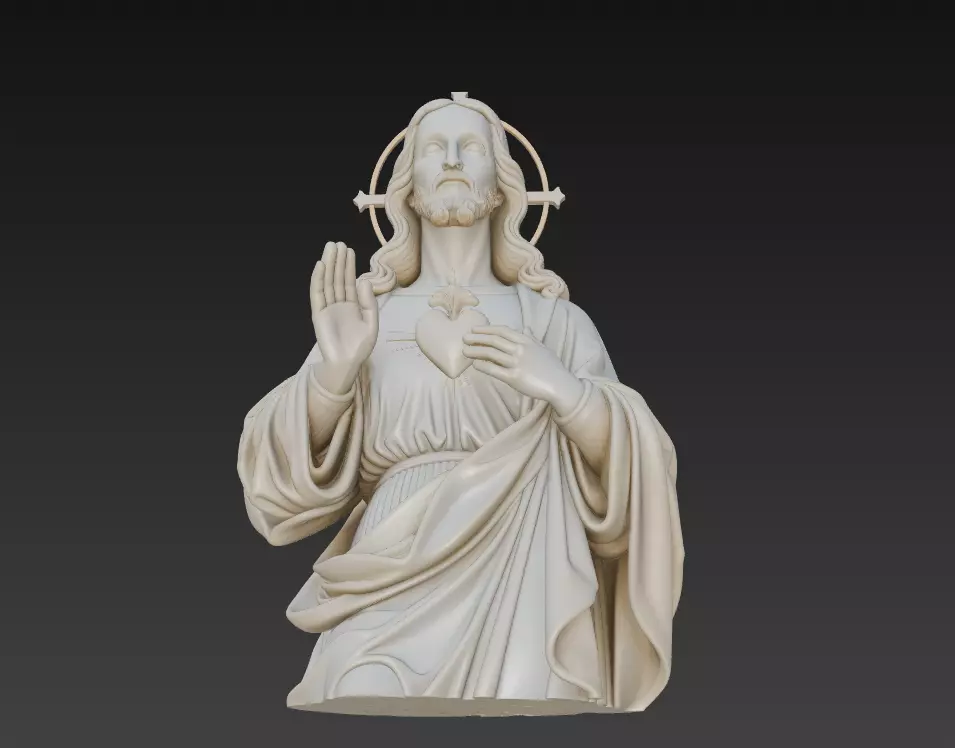 Sacred Heart Jesus - Holy Blessing Statue 3D Model 3D print model_3