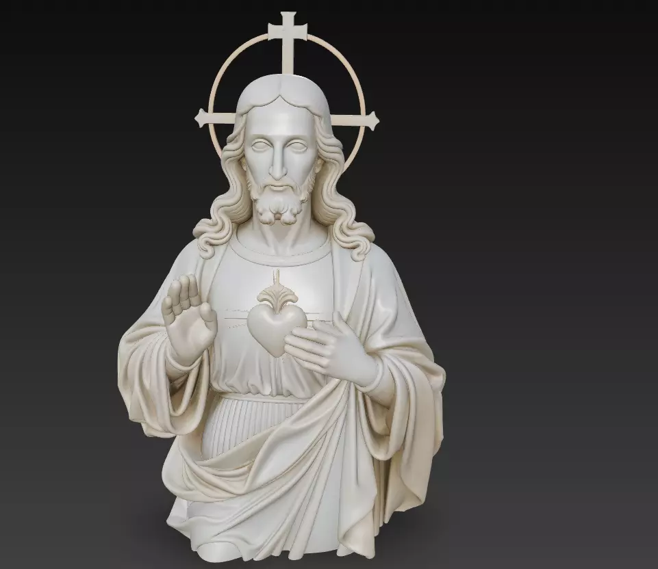 Sacred Heart Jesus - Holy Blessing Statue 3D Model 3D print model_0
