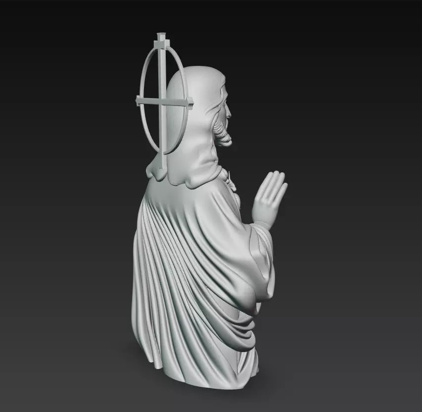 Sacred Heart Jesus - Holy Blessing Statue 3D Model 3D print model_6