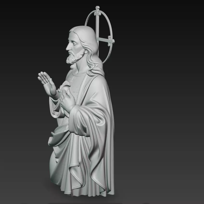 Sacred Heart of Jesus - Devotional Holy Sculpture 3D Model 3D print model_5