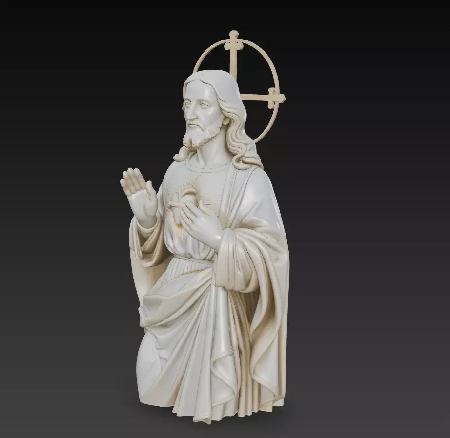 Sacred Heart of Jesus - Devotional Holy Sculpture 3D Model 3D print model_3