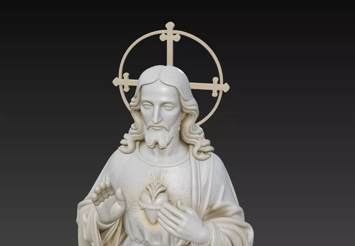 Sacred Heart of Jesus - Devotional Holy Sculpture 3D Model 3D print model_1