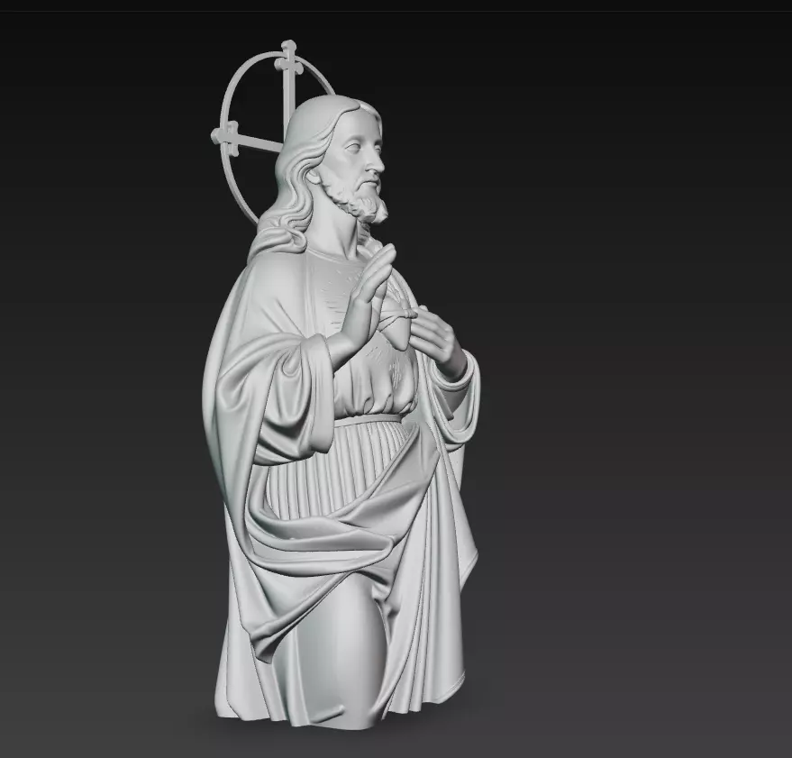 Sacred Heart of Jesus - Devotional Holy Sculpture 3D Model 3D print model_8