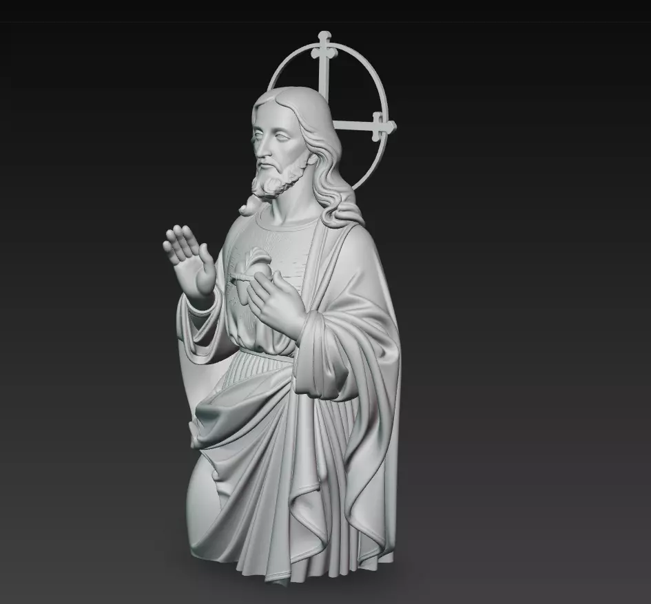 Sacred Heart of Jesus - Devotional Holy Sculpture 3D Model 3D print model_7