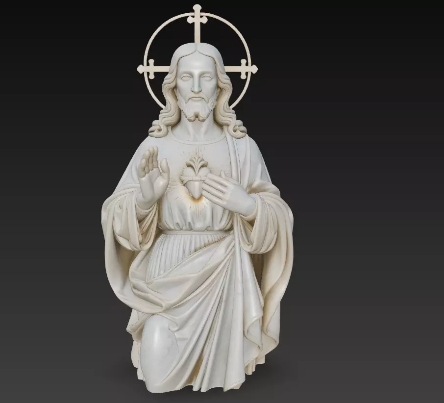 Sacred Heart of Jesus - Devotional Holy Sculpture 3D Model 3D print model_0