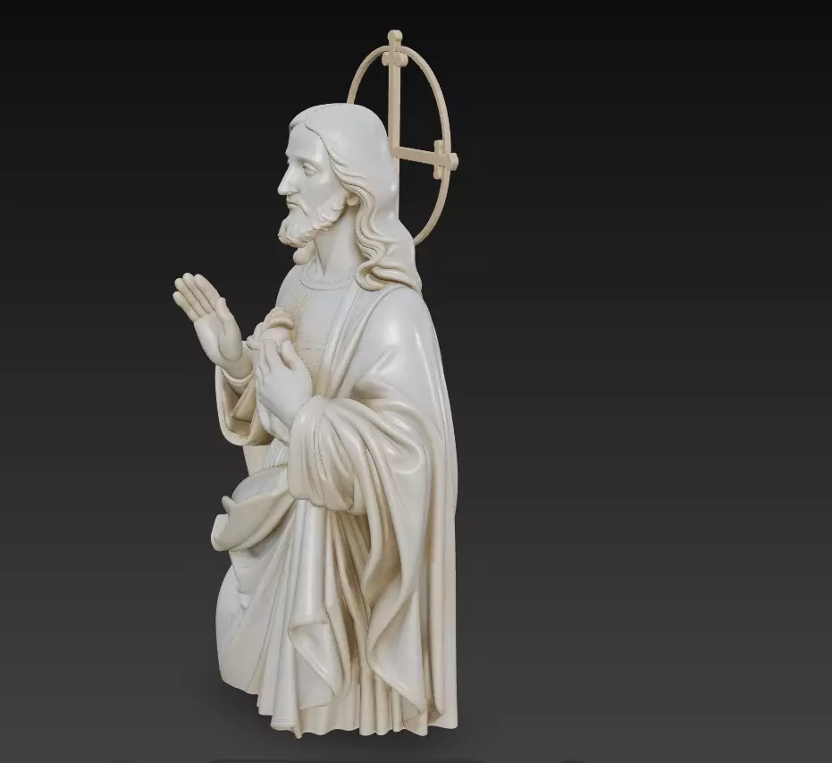 Sacred Heart of Jesus - Devotional Holy Sculpture 3D Model 3D print model_4