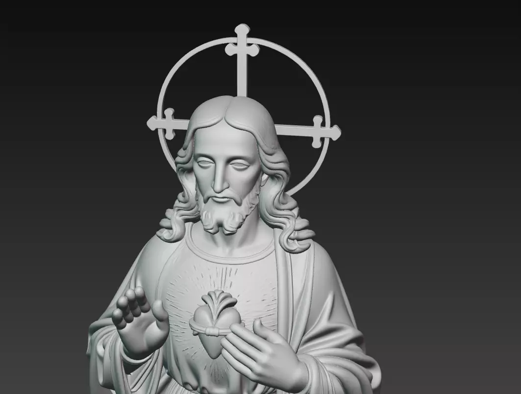 Sacred Heart of Jesus - Devotional Holy Sculpture 3D Model 3D print model_9