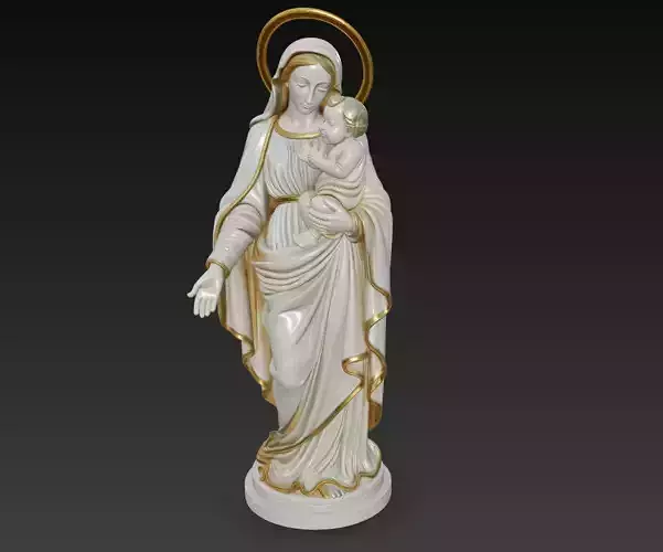 Holy Madonna Offering Blessing - Virgin Mary With Child Statue 