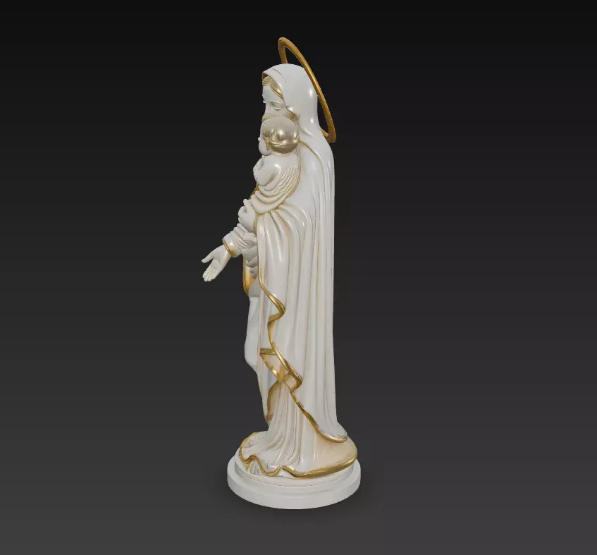Holy Madonna Offering Blessing - Virgin Mary With Child Statue 3D print model_2