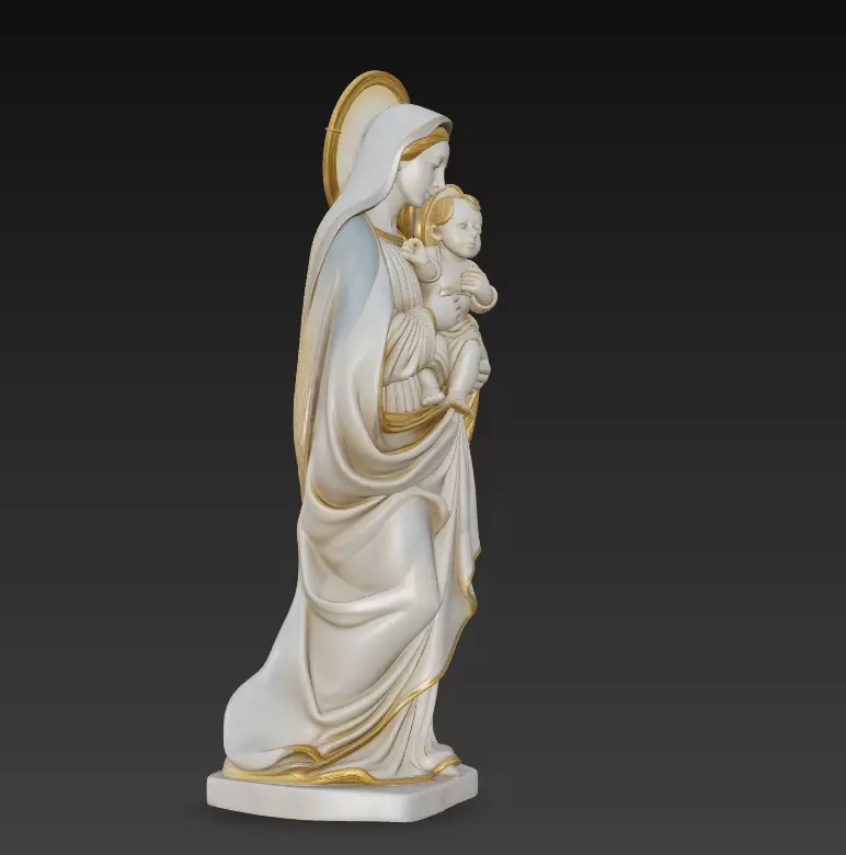 Gentle Madonna - Child - Blessed Virgin Mary Statue 3D Model 3D print model_10