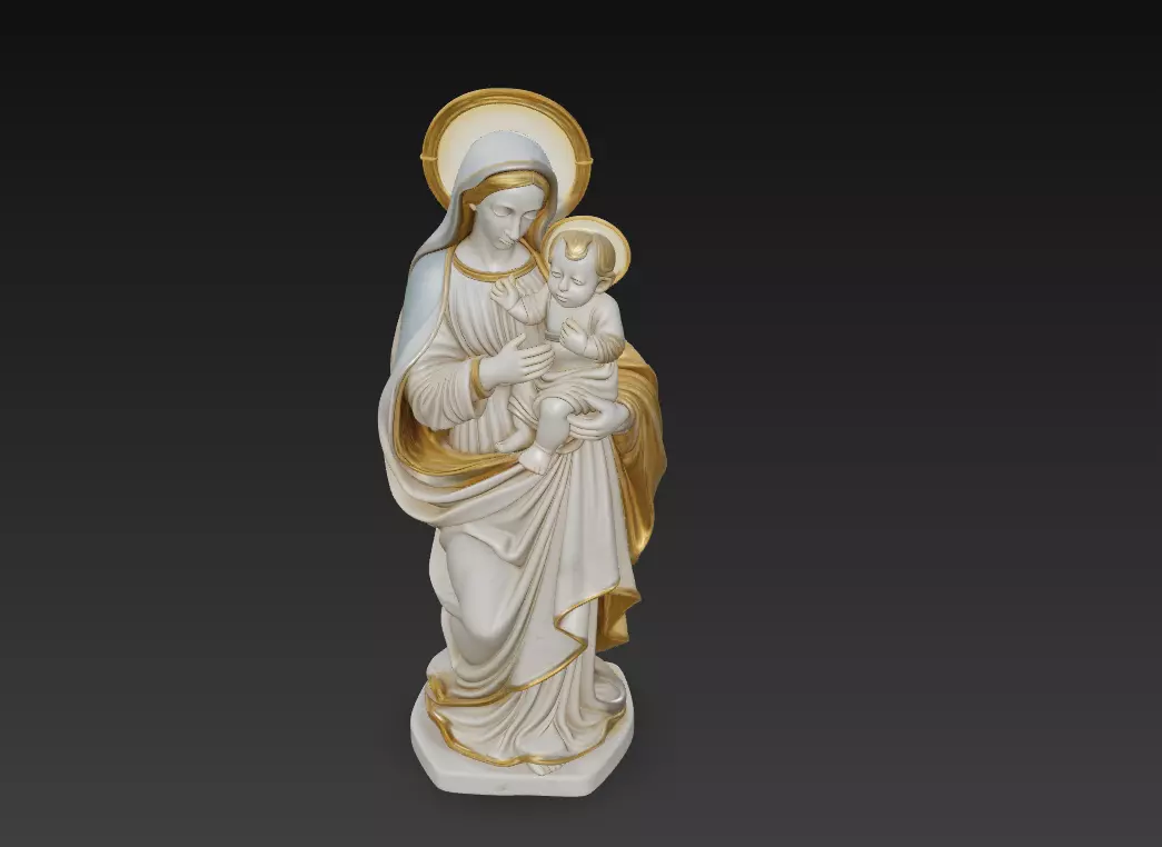 Gentle Madonna - Child - Blessed Virgin Mary Statue 3D Model 3D print model_2