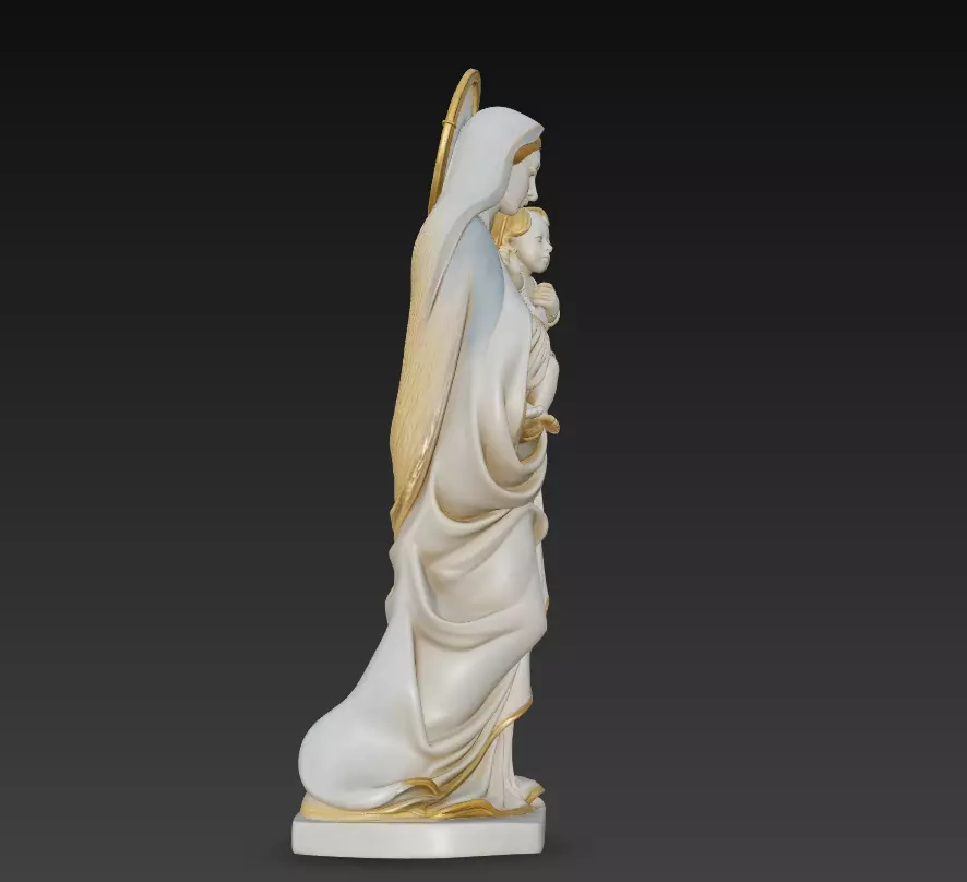 Gentle Madonna - Child - Blessed Virgin Mary Statue 3D Model 3D print model_1