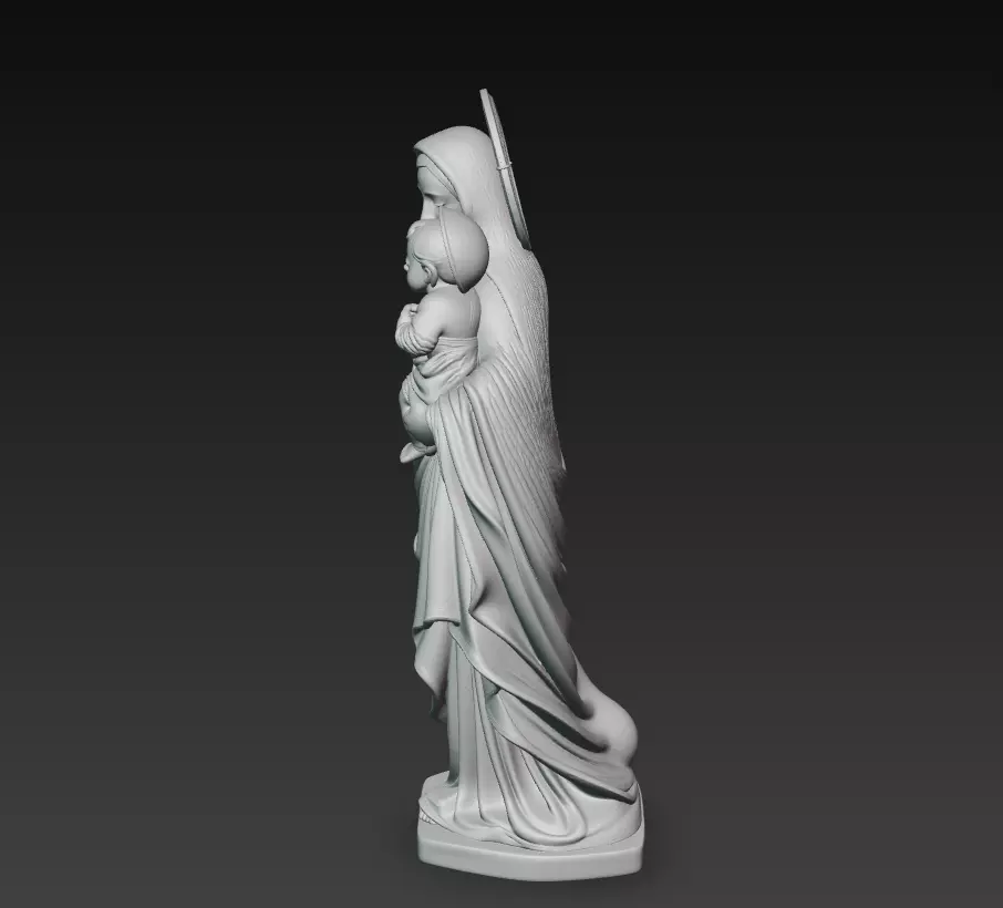 Gentle Madonna - Child - Blessed Virgin Mary Statue 3D Model 3D print model_6