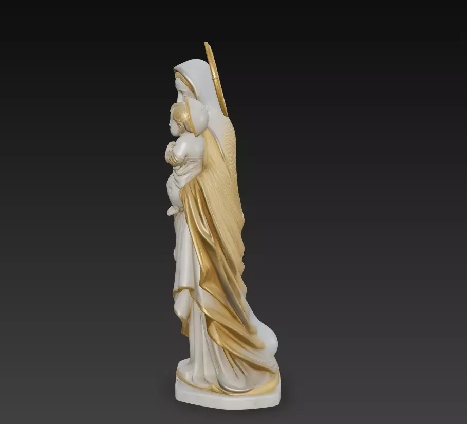 Gentle Madonna - Child - Blessed Virgin Mary Statue 3D Model 3D print model_4