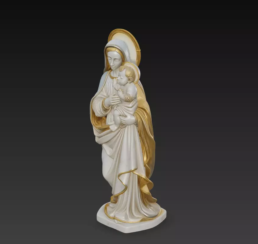Gentle Madonna - Child - Blessed Virgin Mary Statue 3D Model 3D print model_0