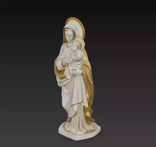 Gentle Madonna - Child - Blessed Virgin Mary Statue 3D Model
