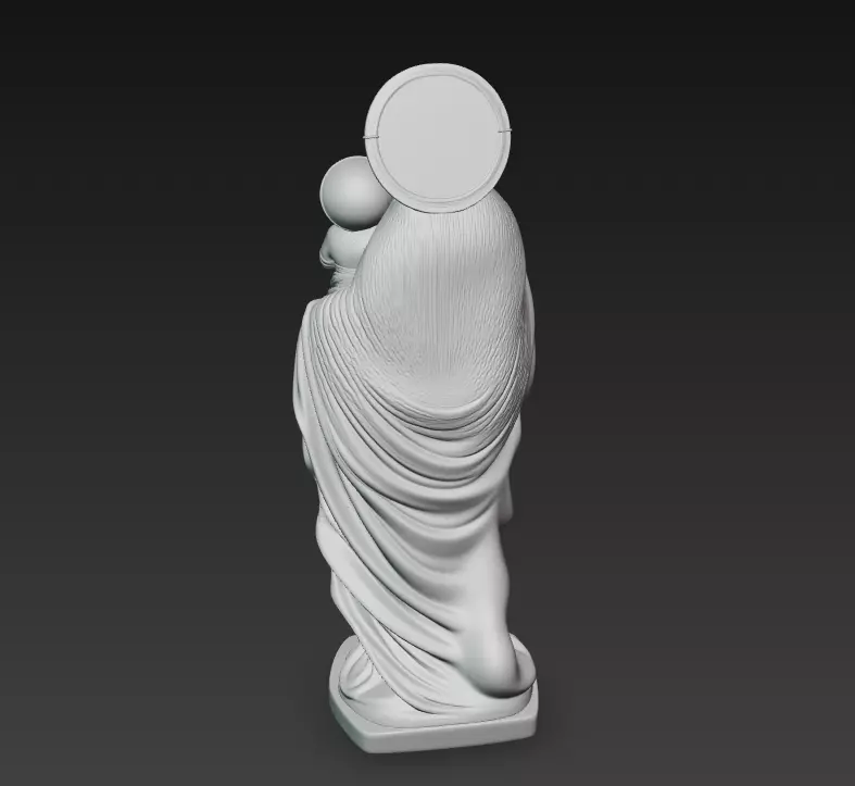 Gentle Madonna - Child - Blessed Virgin Mary Statue 3D Model 3D print model_13