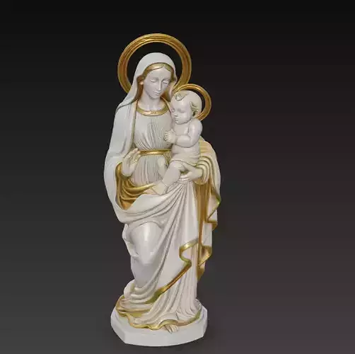 Holy Madonna - Child - Sacred Virgin Mary Statue 3D Model