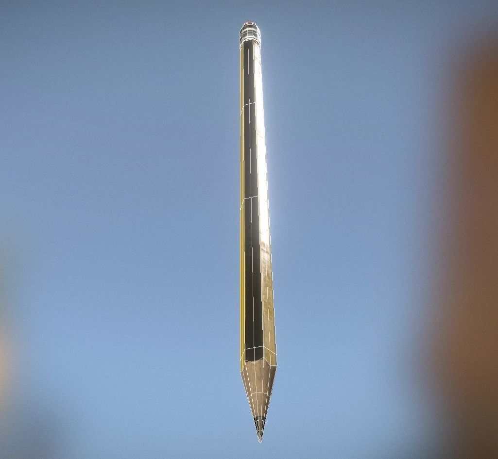 Pencil Lowpoly in sky Low-poly 3D model_0