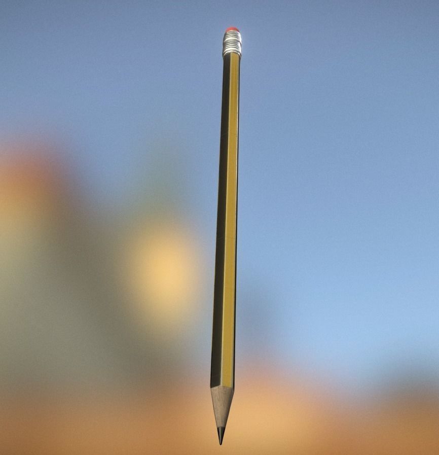 Pencil Lowpoly in sky Low-poly 3D model_4