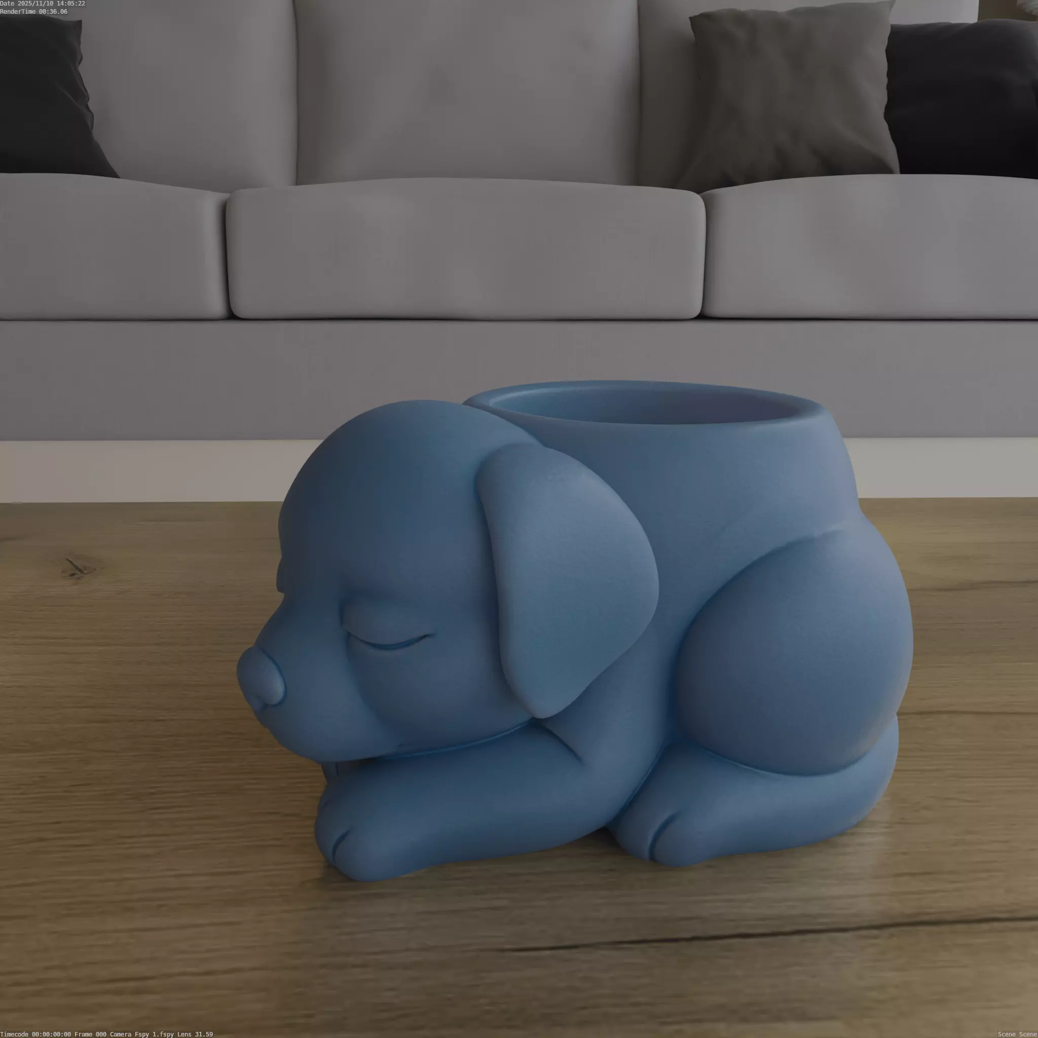 Adorable Sleeping Puppy Planter Candy Holder STL 3D print model_2