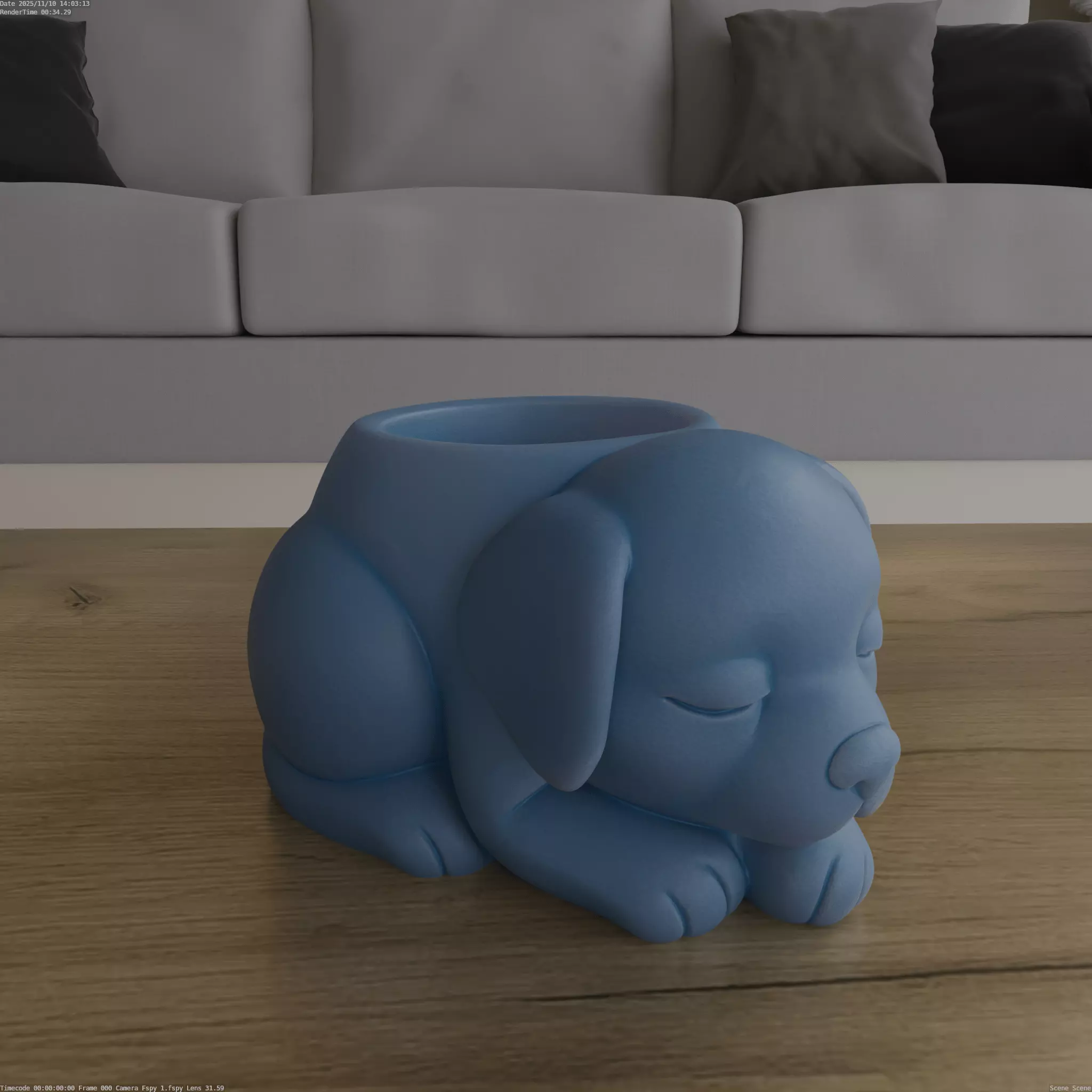 Adorable Sleeping Puppy Planter Candy Holder STL 3D print model_0