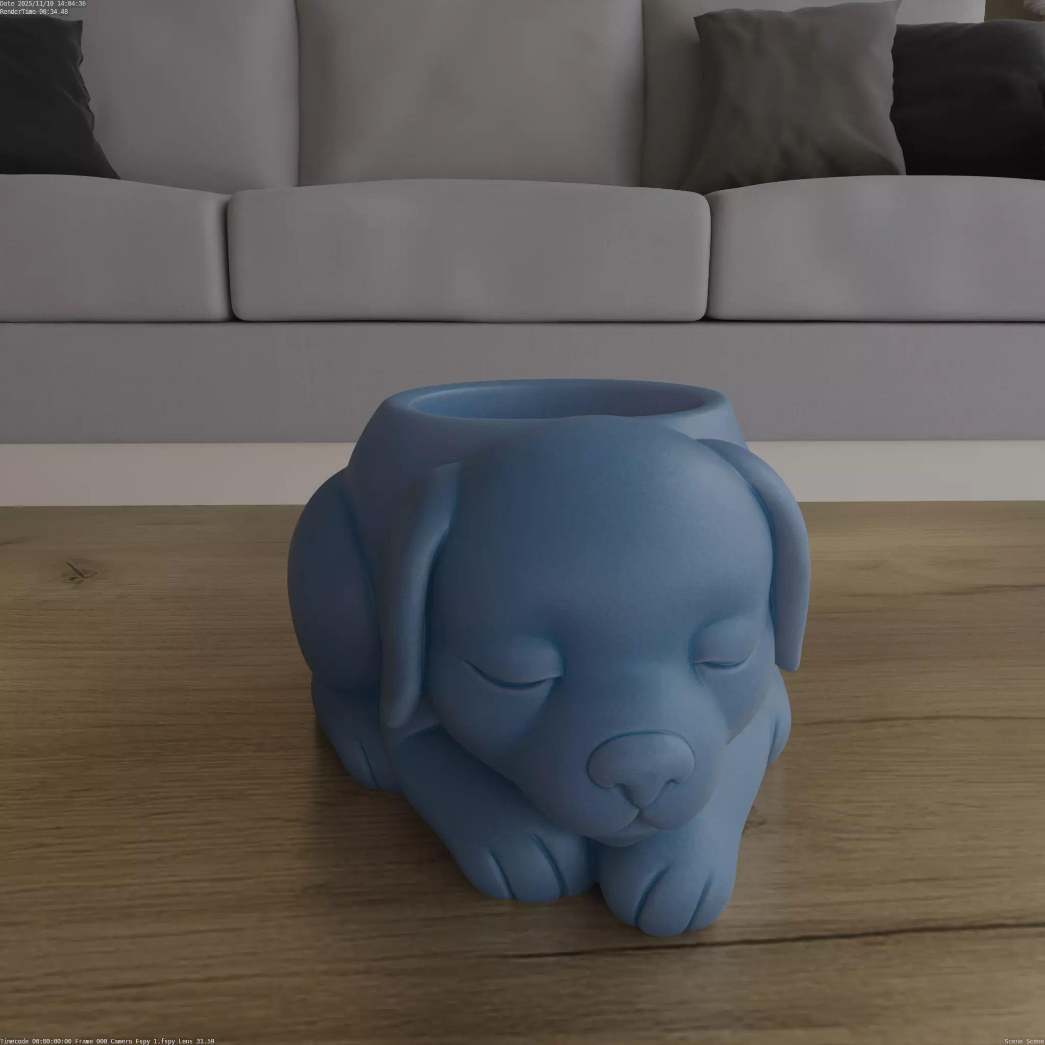 Adorable Sleeping Puppy Planter Candy Holder STL 3D print model_1