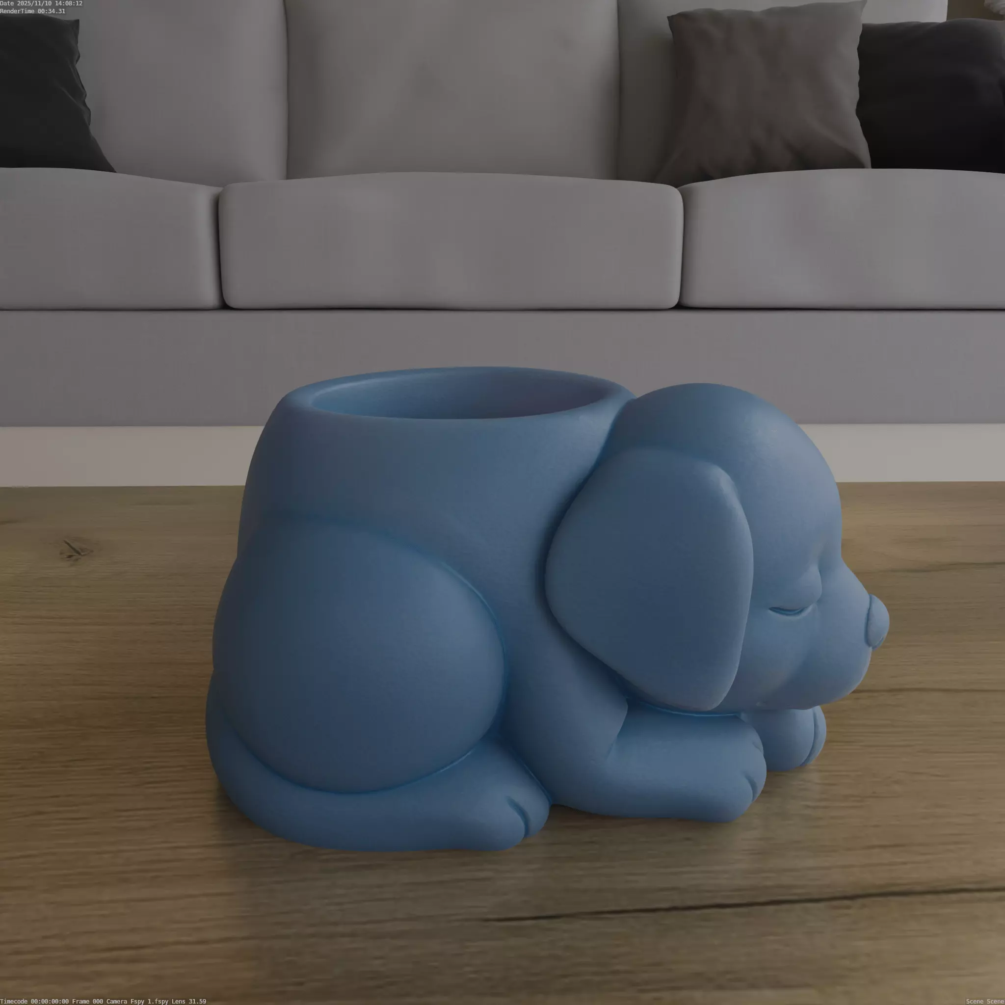 Adorable Sleeping Puppy Planter Candy Holder STL 3D print model_4