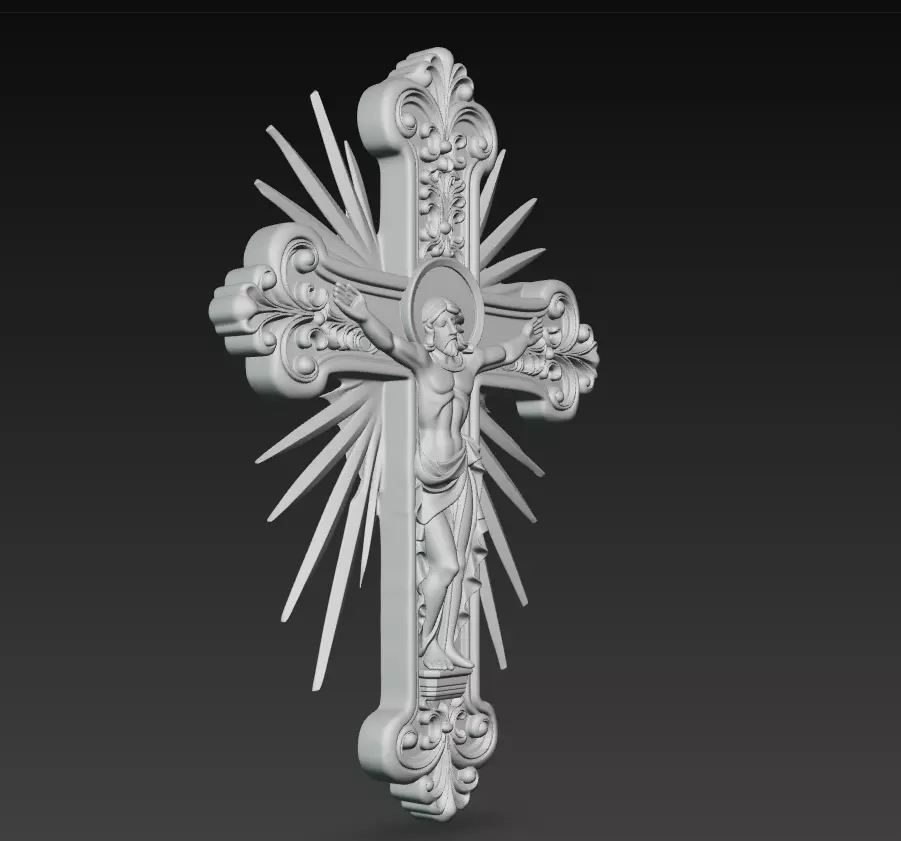 Radiant Christ Cross Relief - Sacred Resurrection 3D Model 3D print model_7