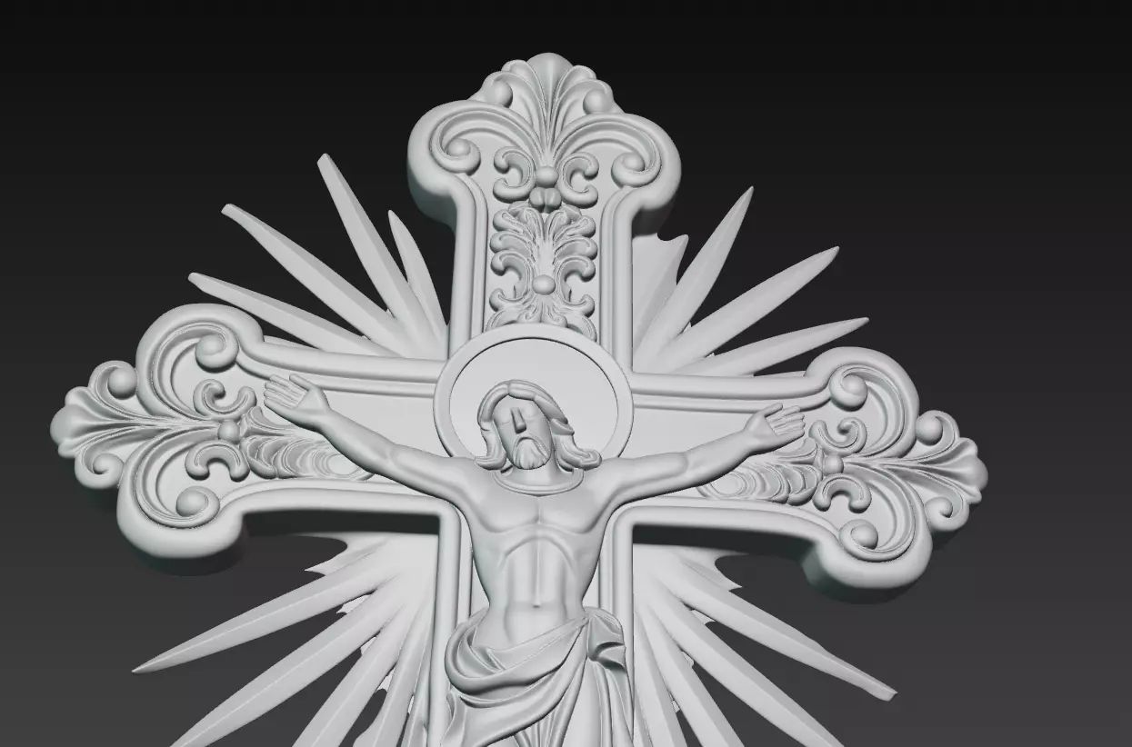 Radiant Christ Cross Relief - Sacred Resurrection 3D Model 3D print model_9